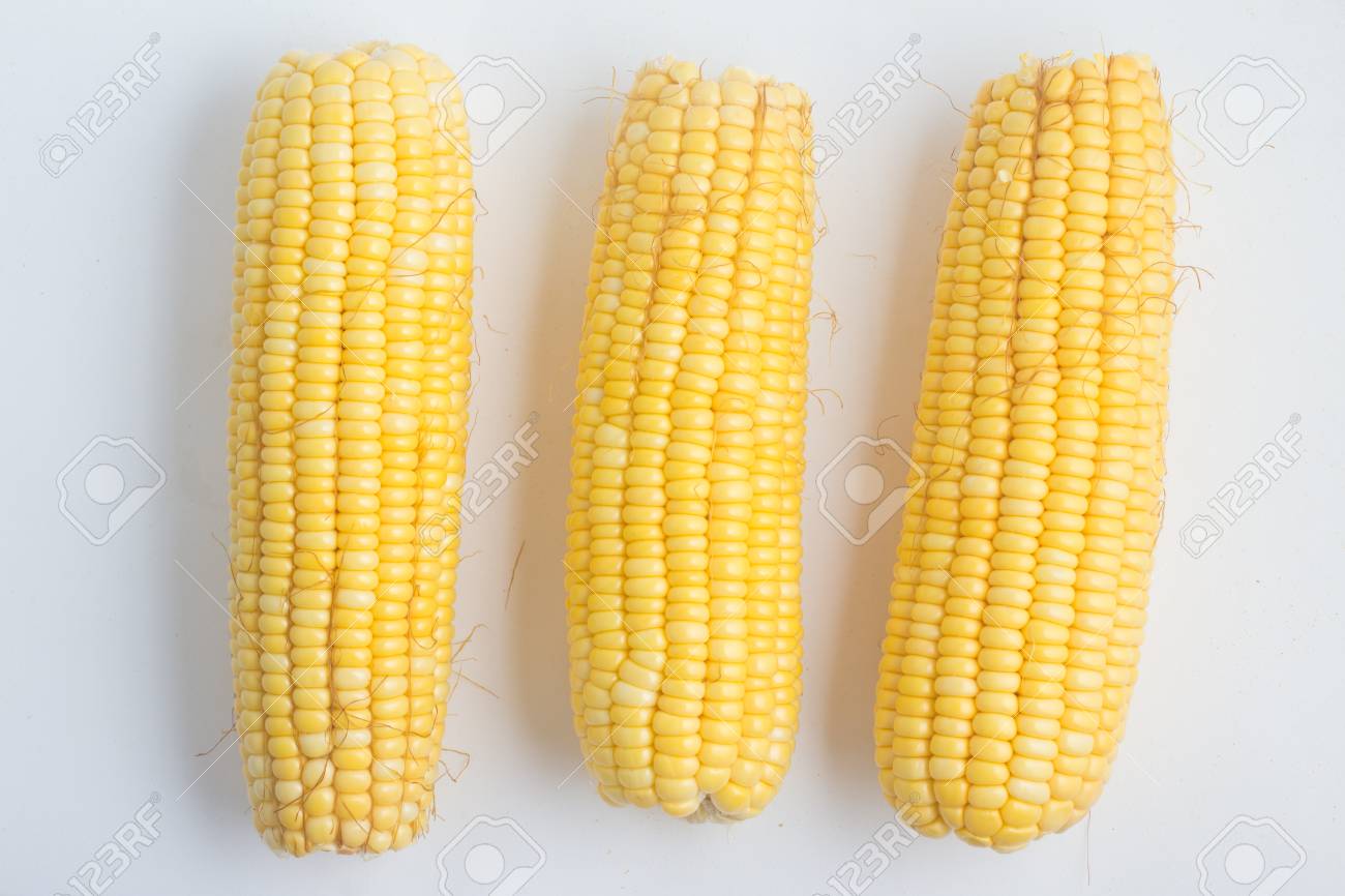 Corn Cob Milho Verde On White Background Stock Photo Picture And