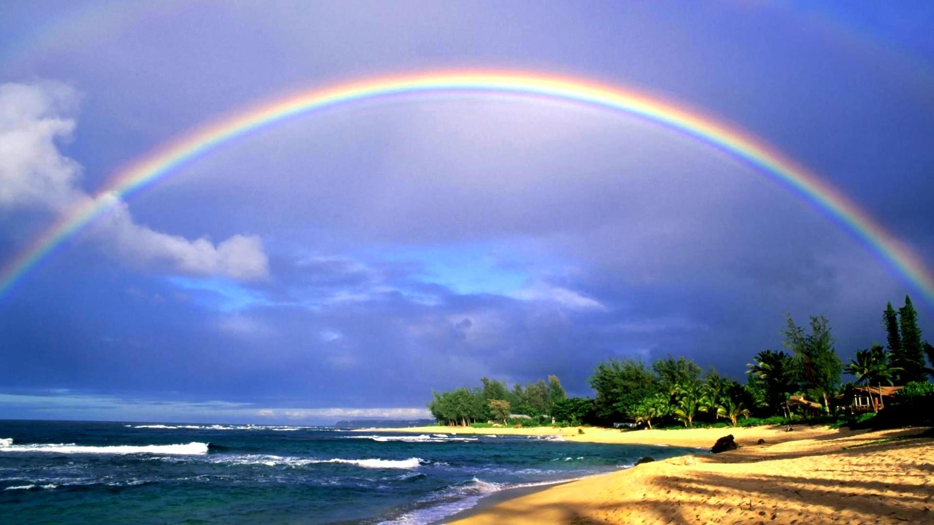 Rainbows Sea Beaches Wallpaper