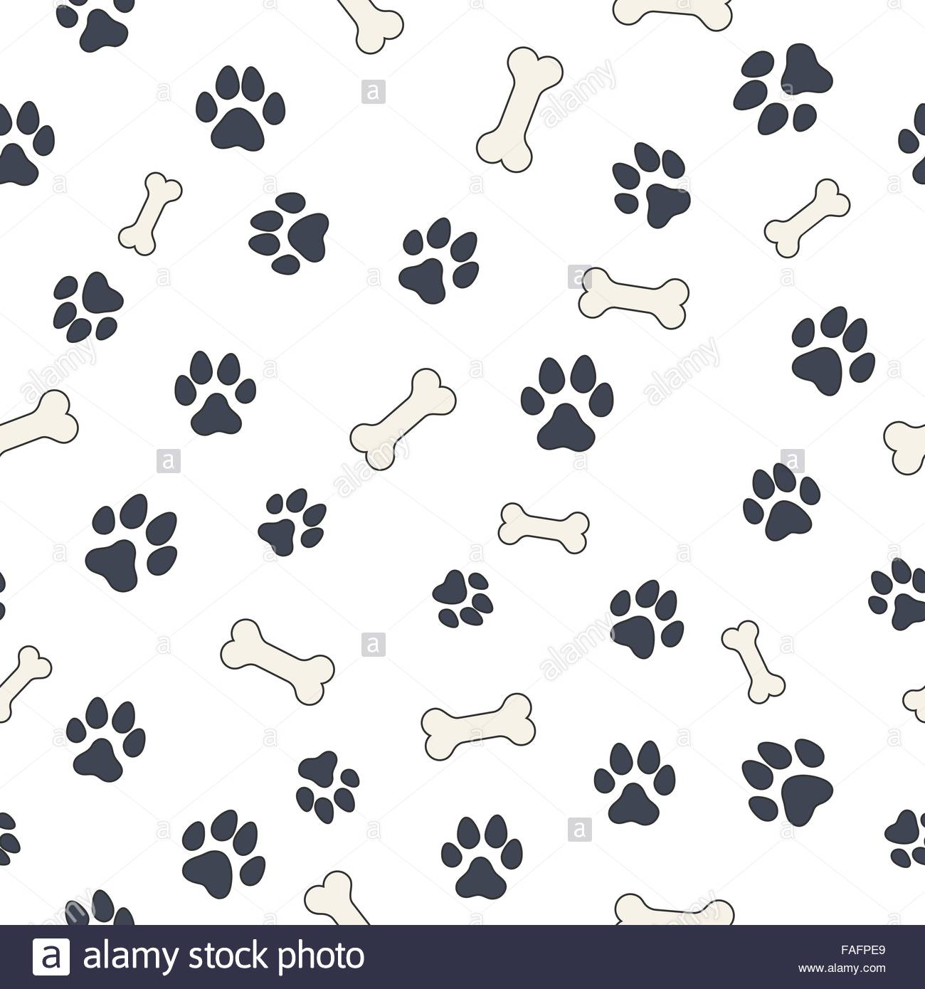 Seamless wallpaper pattern with dogs bones and paws for your
