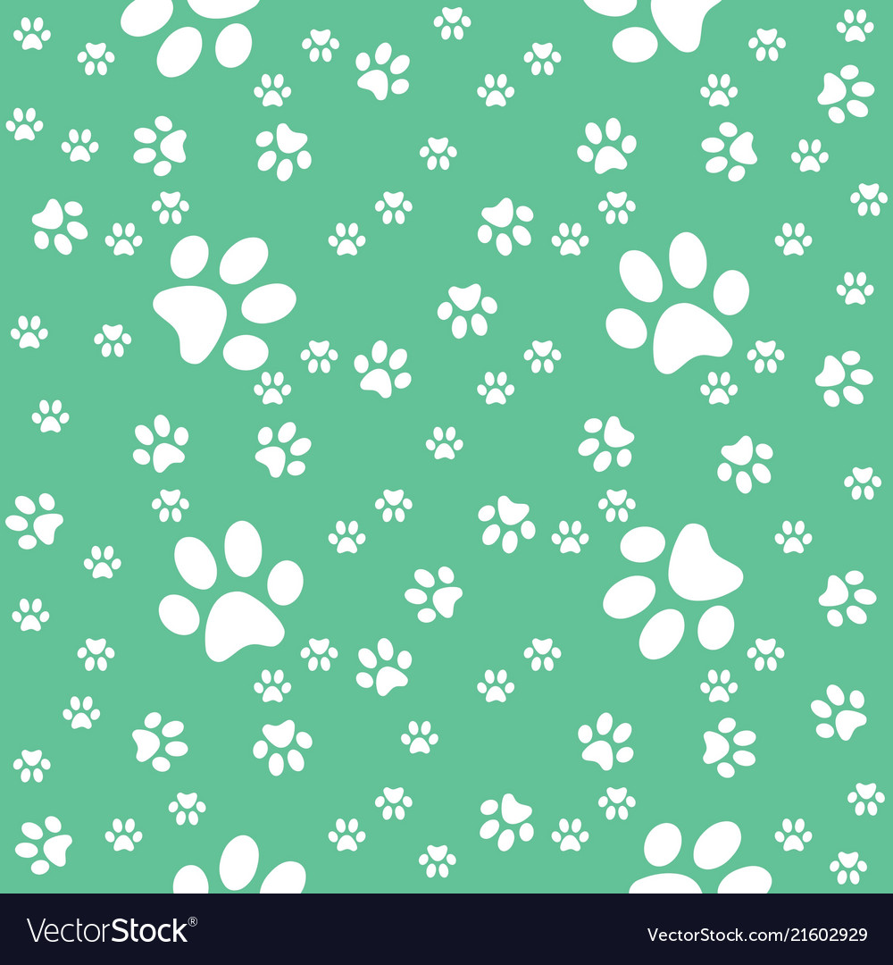 Green Seamless Paws Pattern Background Royalty Vector