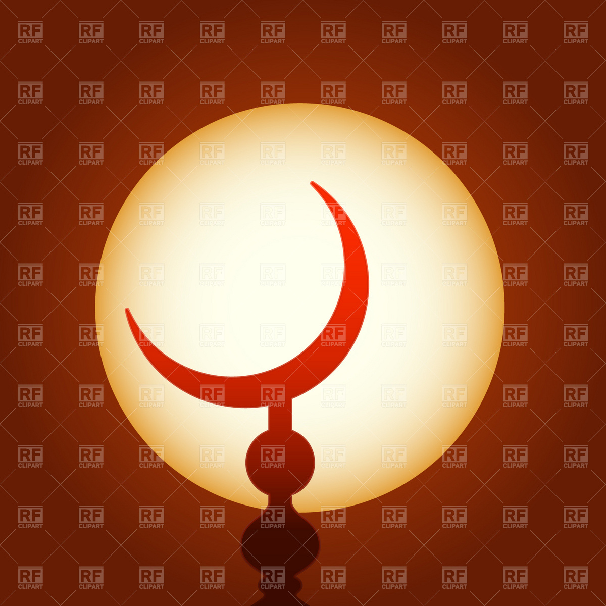 Islam Half Moon Over Sunset Royalty Vector File Eps