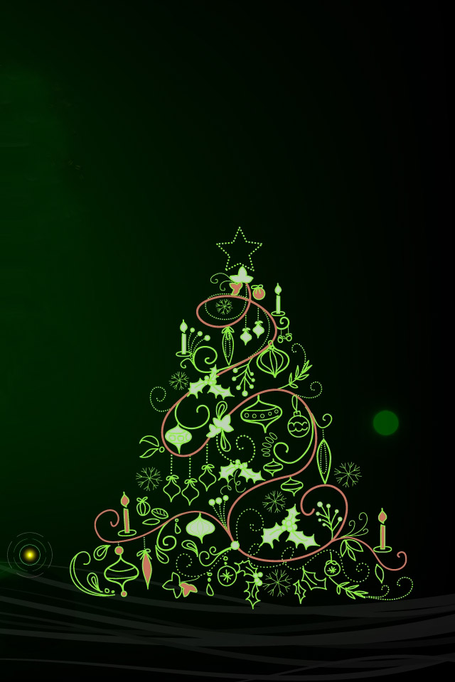 Green Merry Christmas Trees iPhone Wallpaper Background And