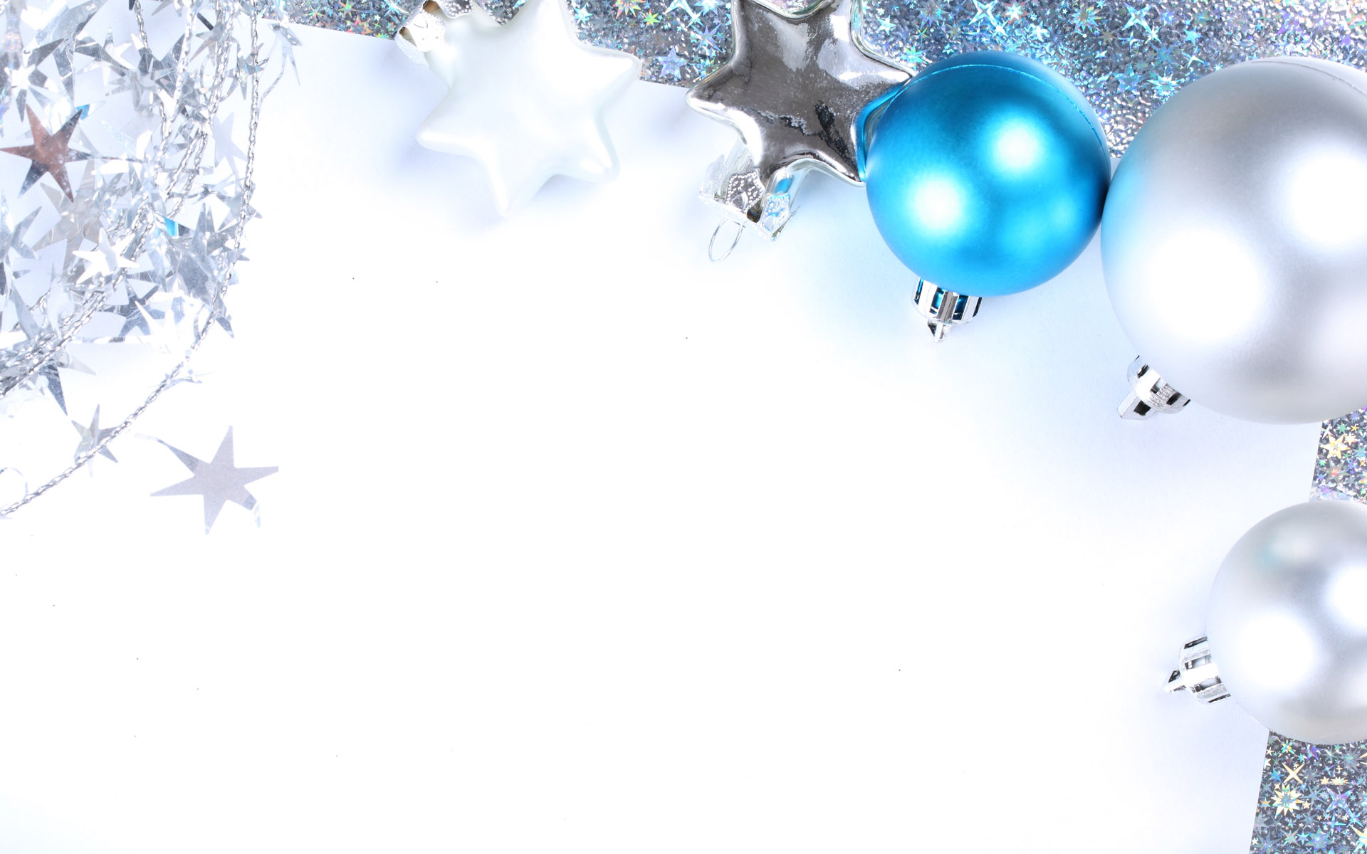 Blue And Silver Balls Merry Christmas Wallpaper HD