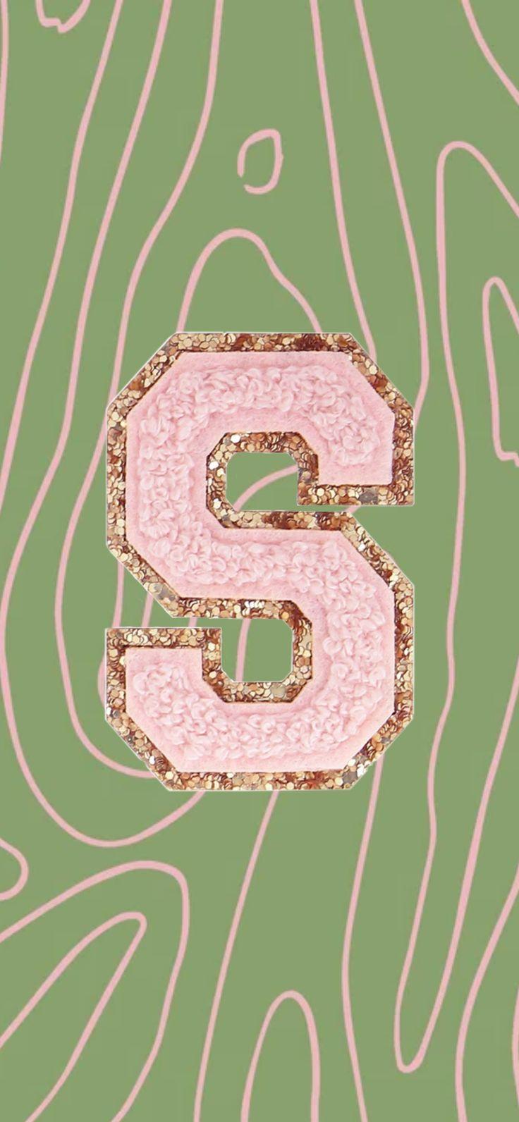 Stoney Clover Lane Sage Green Pink S Letter iPhone Wallpaper