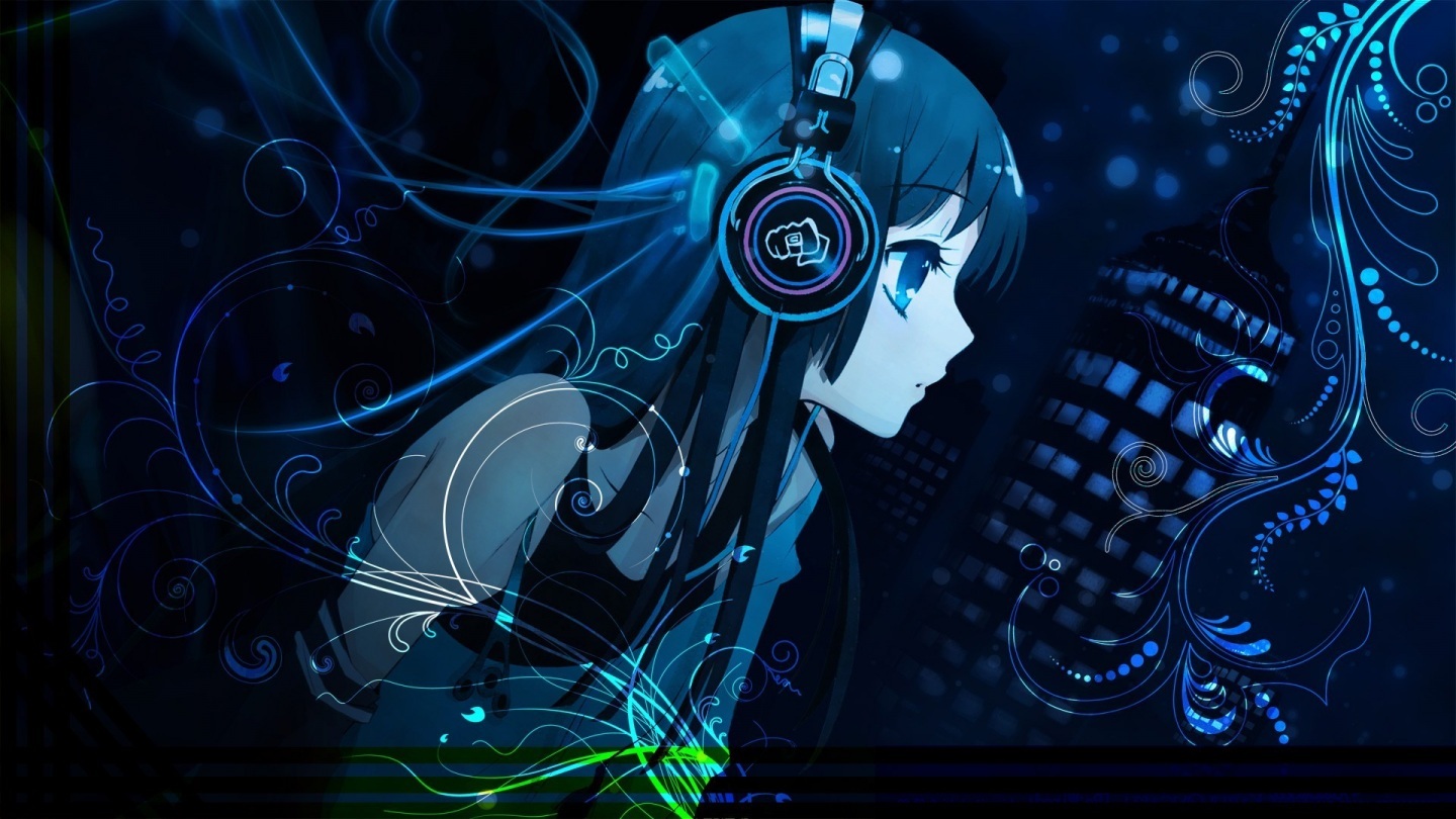 Anime Girl With Headphones HD Wallpaper