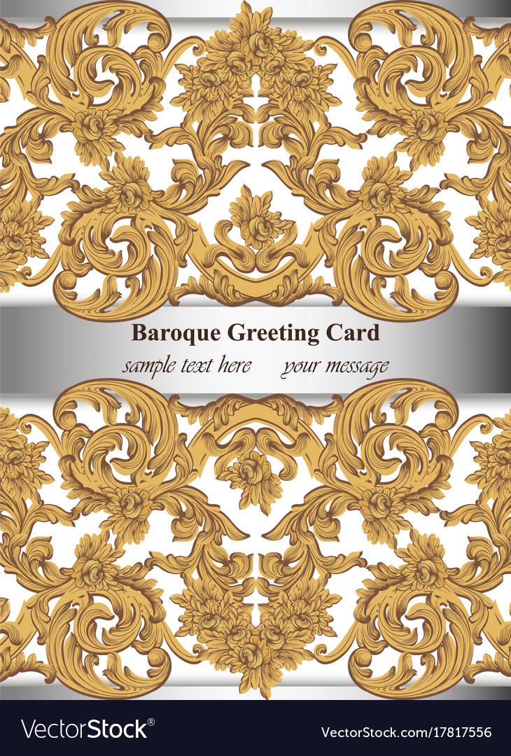 Rococo Rich Invitation Card Background Royalty Vector