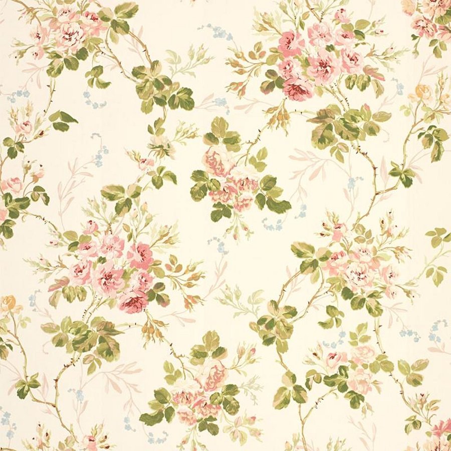 Vintage Flower Grasscloth Wallpaper