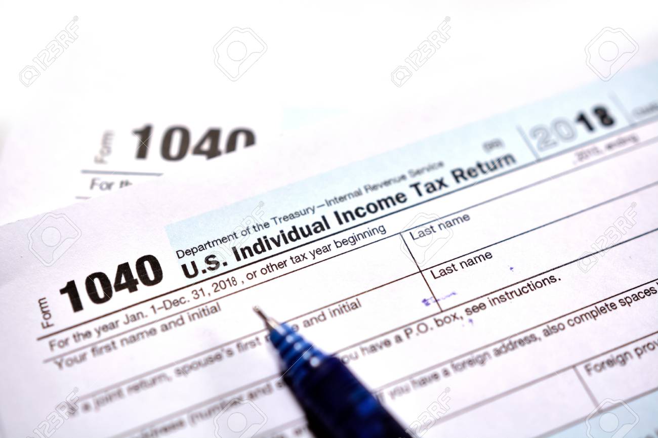 American Tax Form On White Background Fill Up