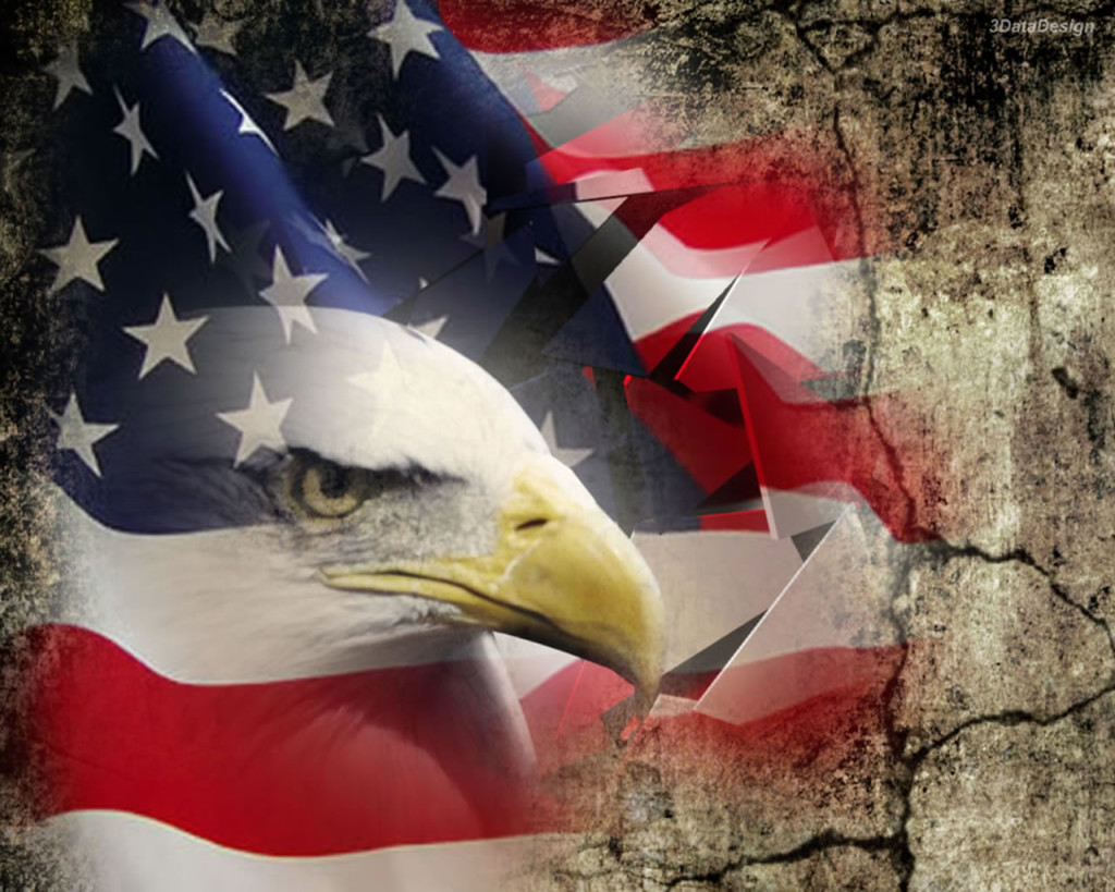 American Flag Background with Eagle 4th of July