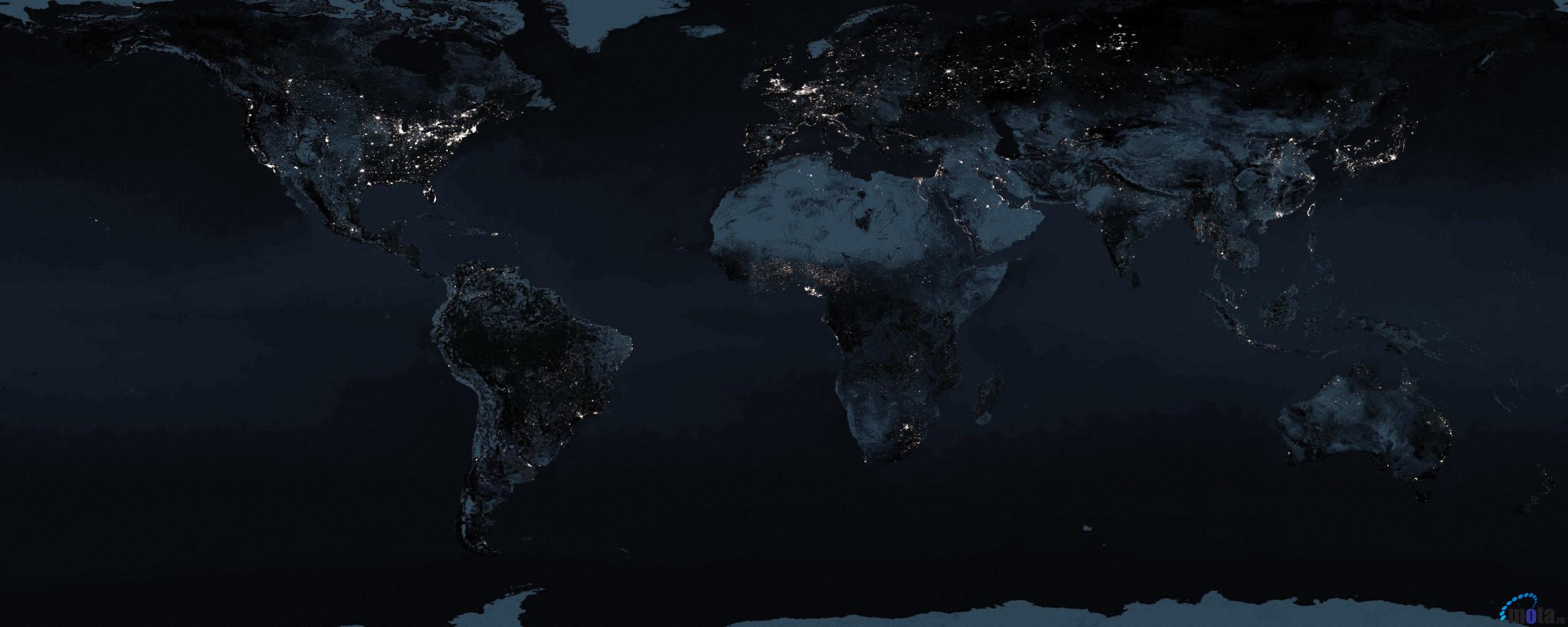 Wallpaper Night Earth Map X Dual