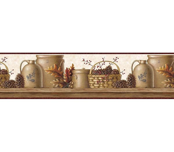 Country Cabin Shelf Wallpaper Border