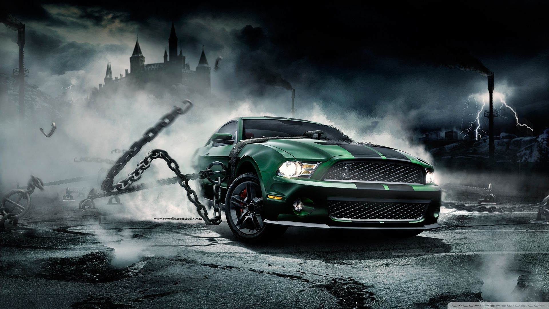 Green Mustang Shelby Ford HD