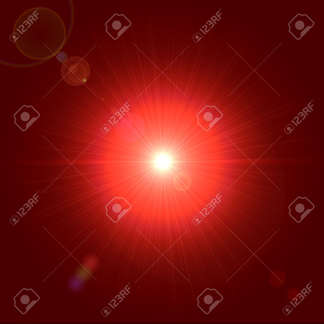 Abstract Lens Flare Light Over Red Background Stock Photo Picture