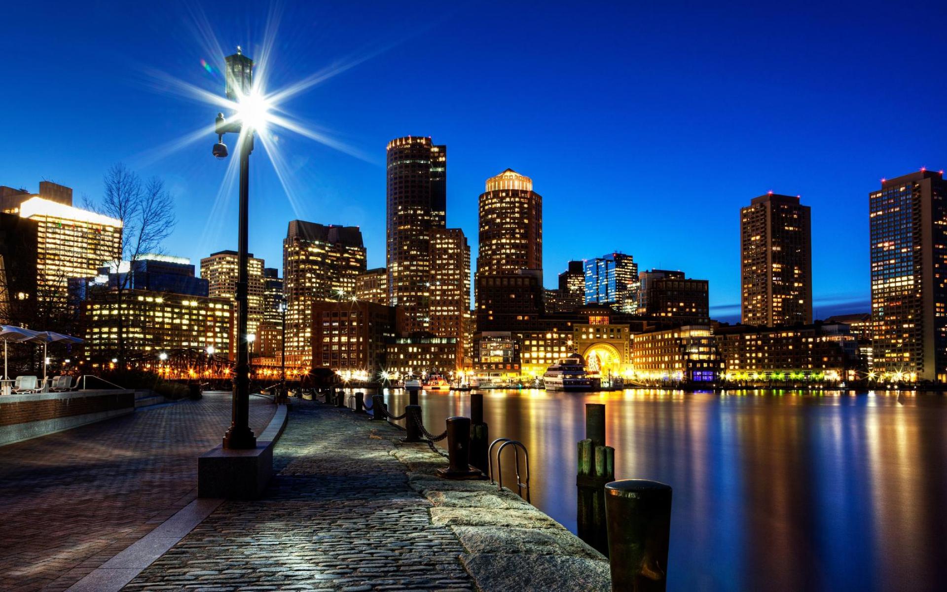 Beautiful Boston Harbor In The Evening Hq Wallpaper