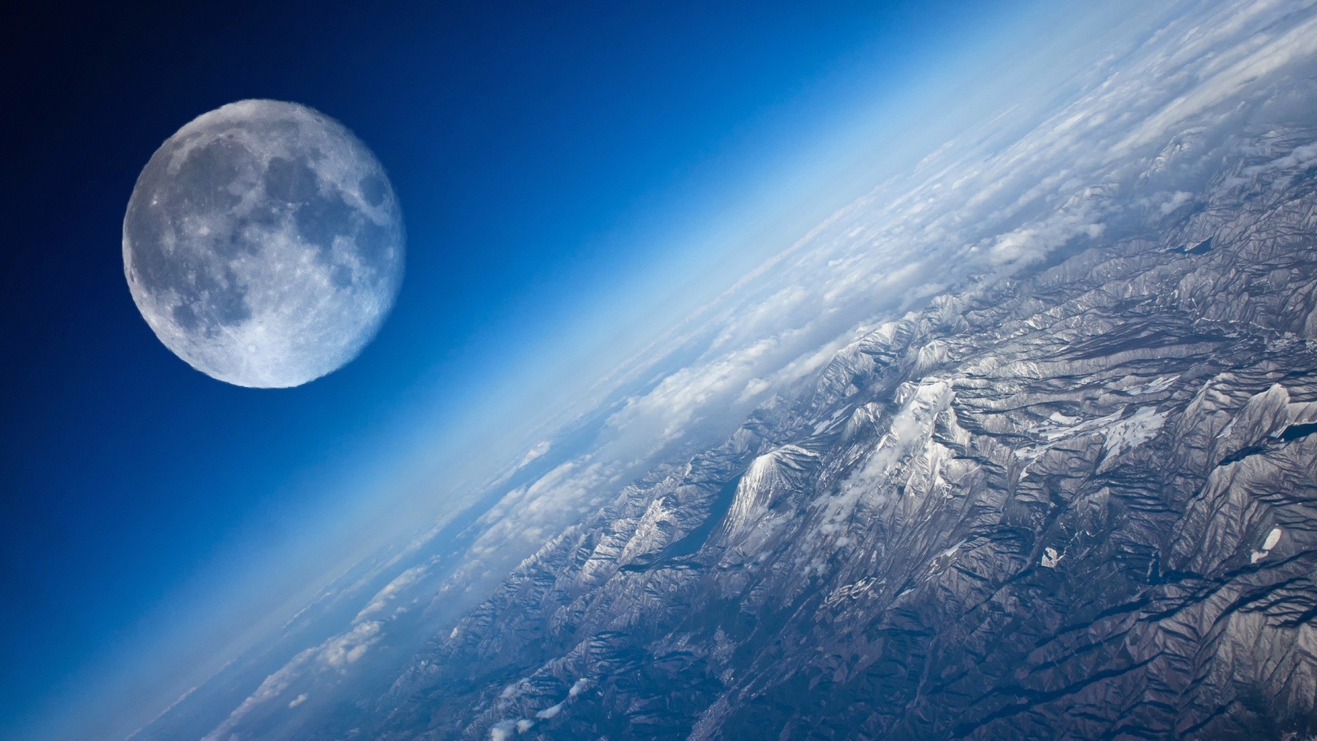 Moon Aerial Landscape Mountains wallpaper background