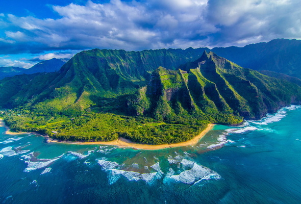 Wallpaper Tropics Island Hawaii Ocean Panorama Mountains Usa