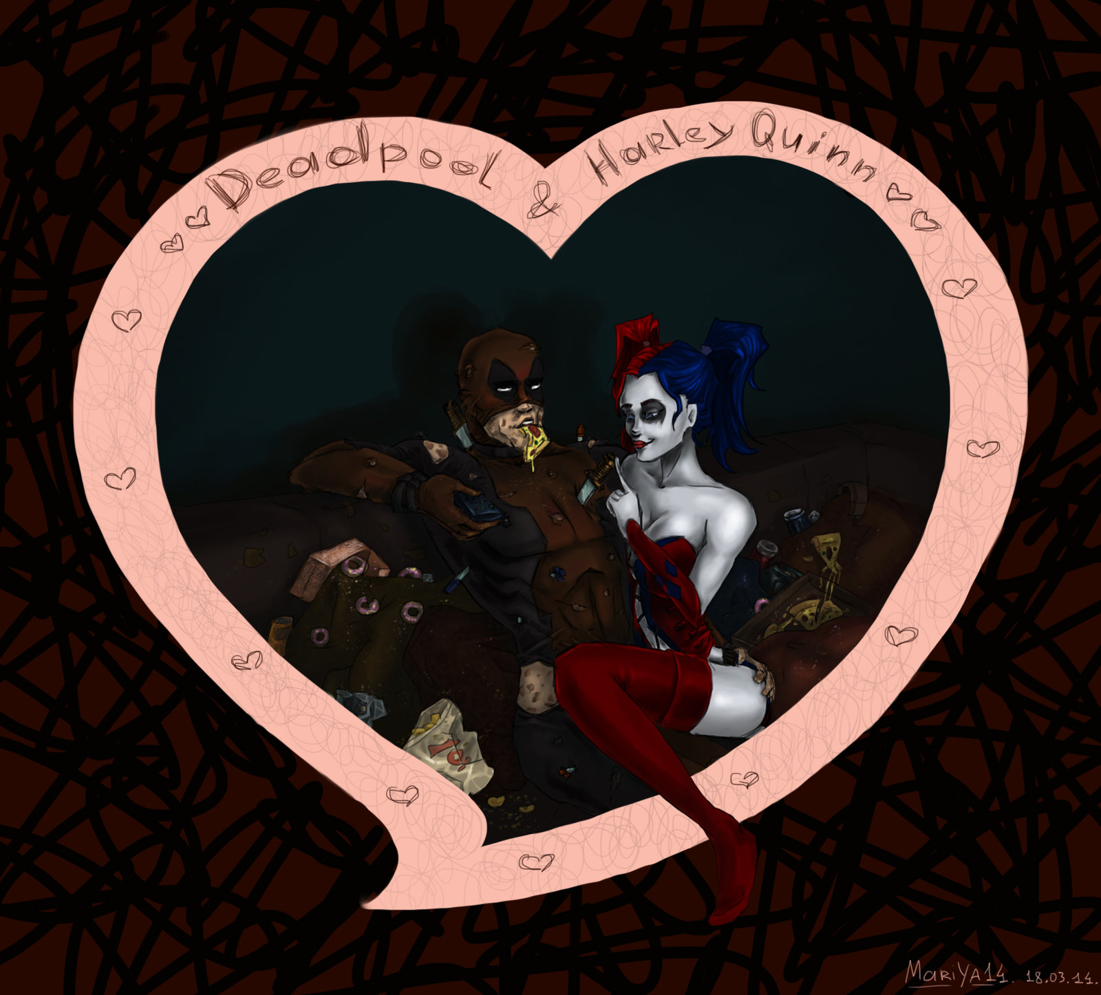Deadpool And Harley Quinn By Mariya14