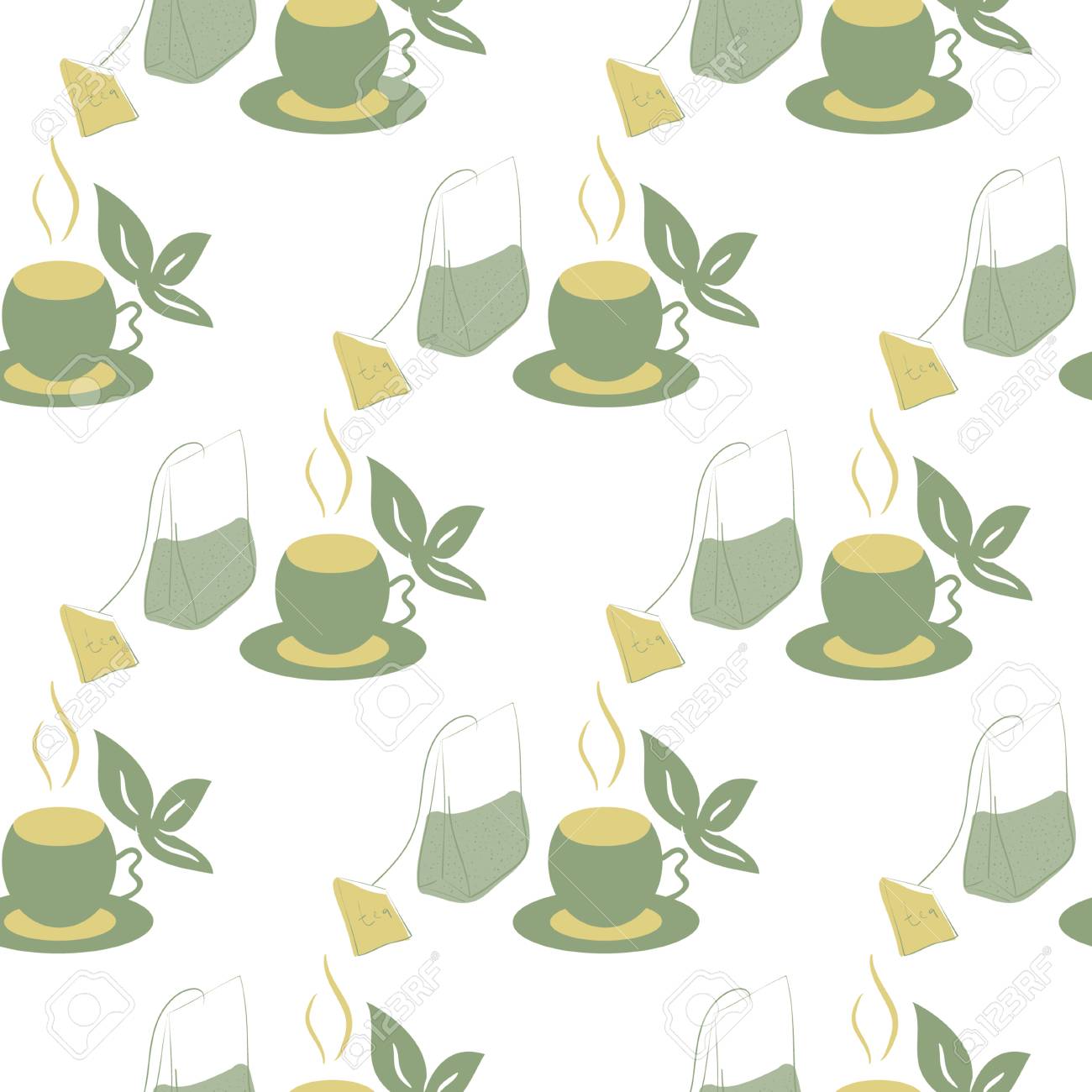 Green Tea A Mug Of Bag And Sheet Background Wallpaper