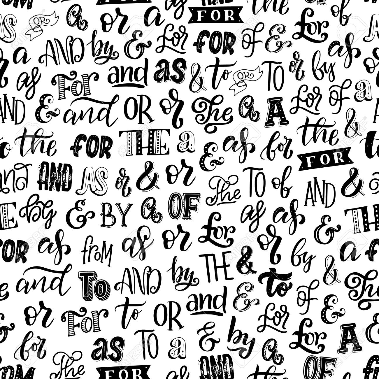 Articles Prepositions And Ampersands Seamless Pattern Vector