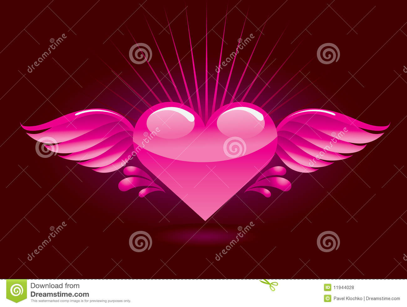 Pink Hearts With Wings Heart Illustration