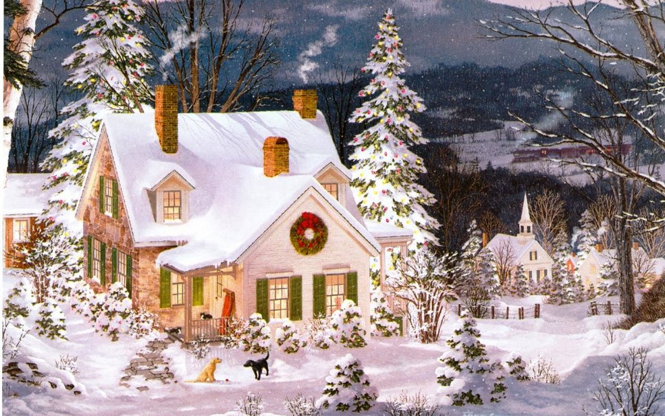 Winter Village Wallpaper