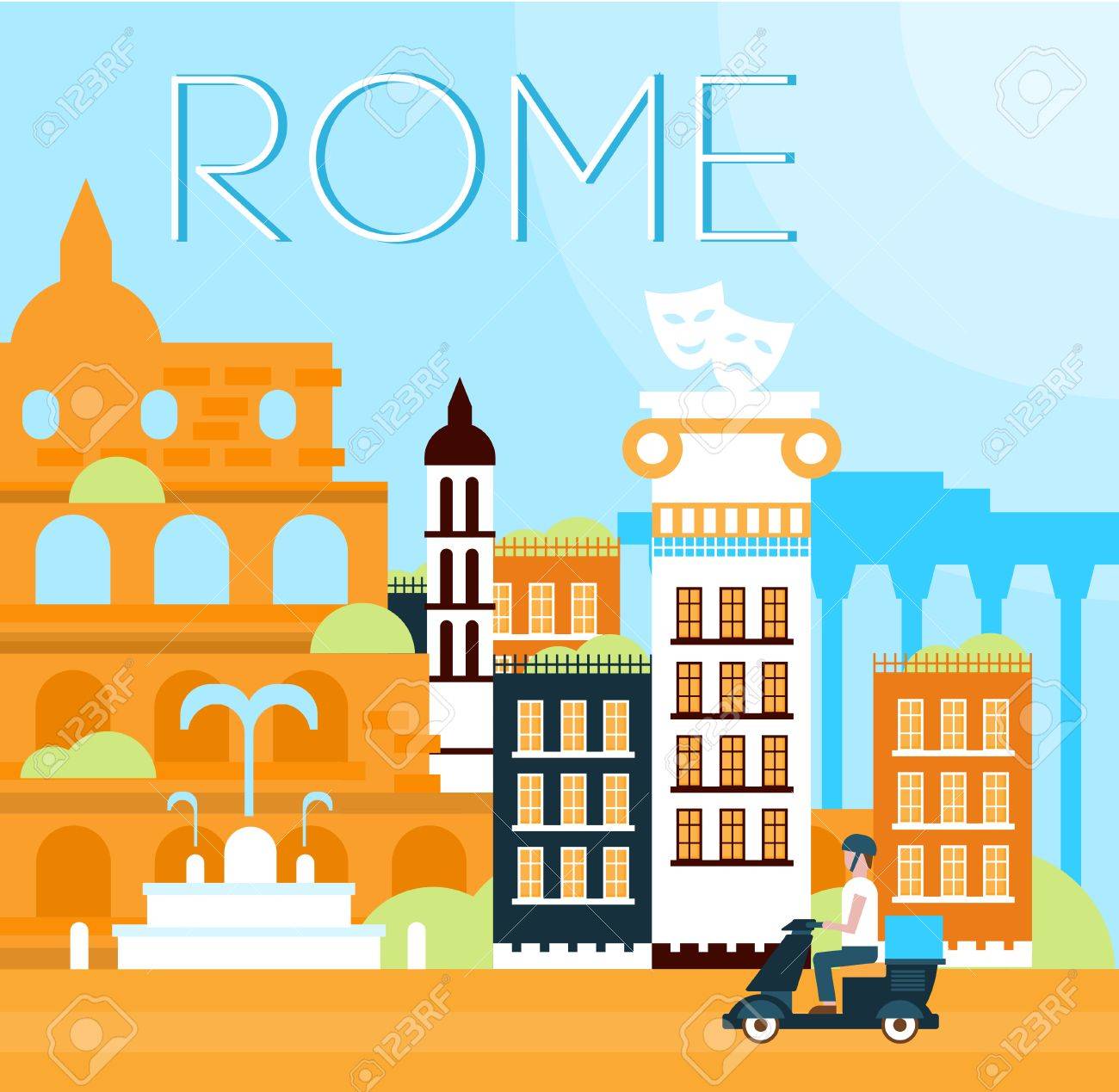Illustration Of Traditional Roma Background In Flat Style Vector