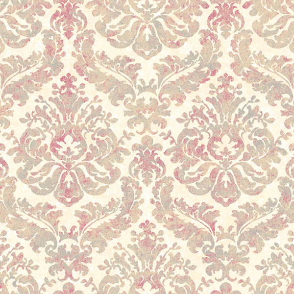 Red And Grey Feathery Damask Wallpaper Wall Sticker Outlet