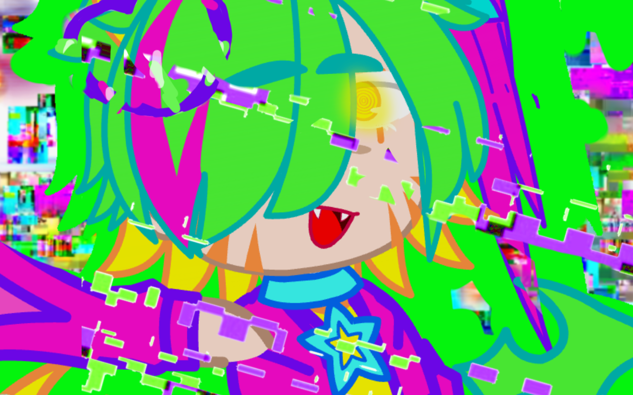 A glitch core pfp thingy I madeTW bright colours credit if use
