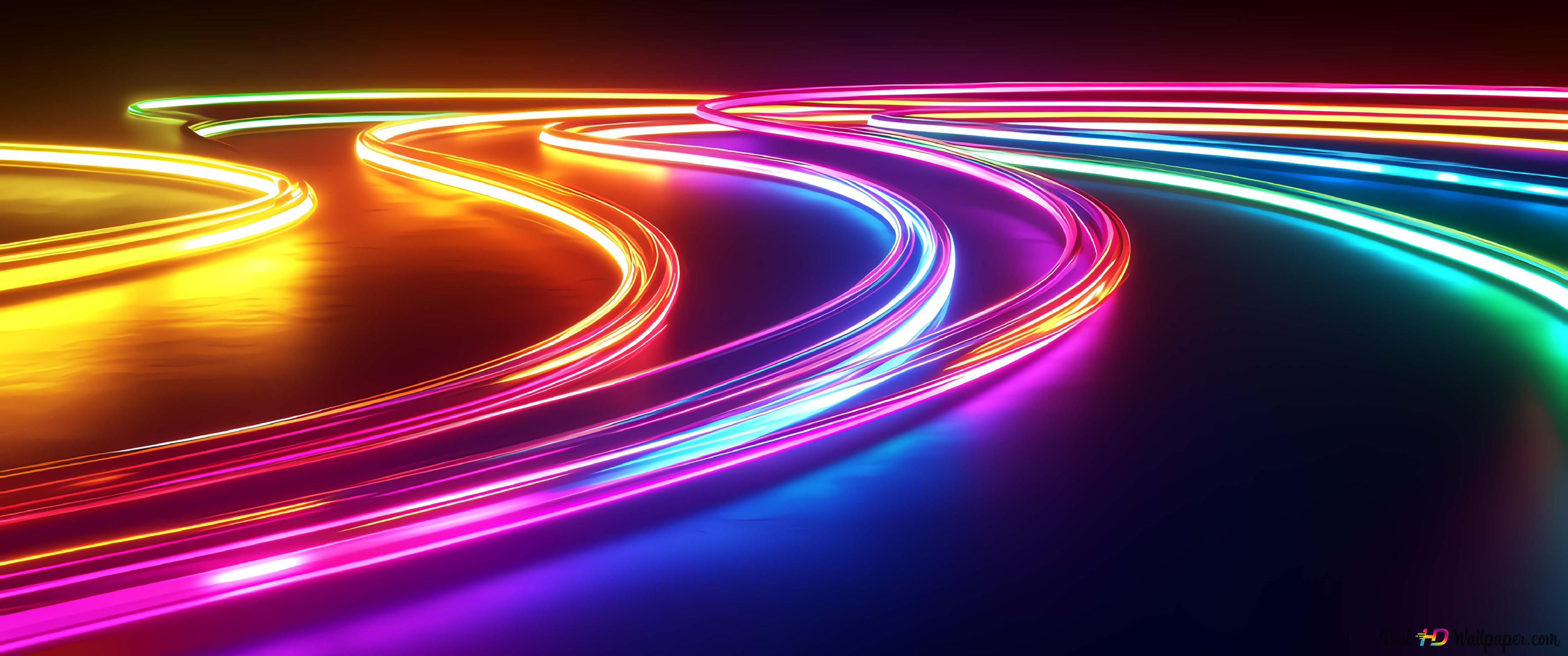 Ethereal Neon Lights Twisting In Harmony 4k Wallpaper