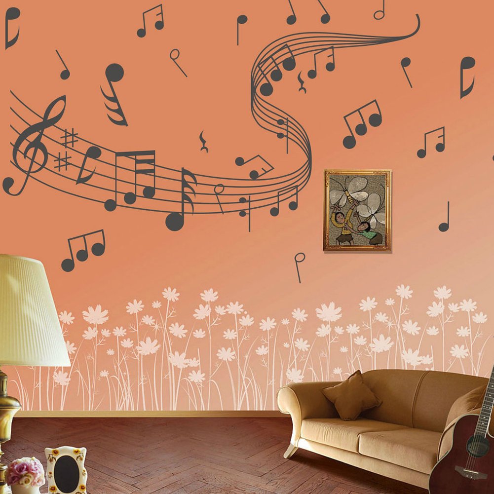 Amazon Aland Removable Music Notes Notation Band Wall Sticker