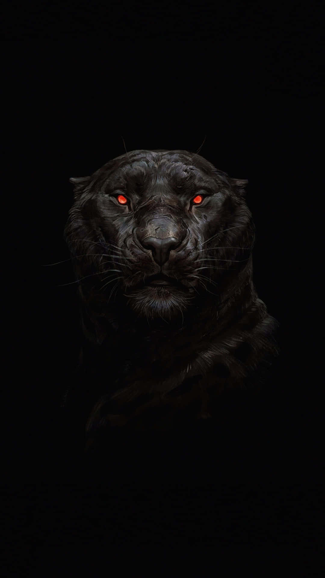 A Black Leopard With Red Eyes On Dark Wallpaper