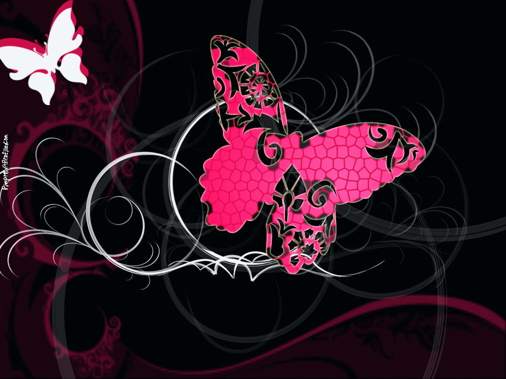 Pink And Black Butterfly Background Pimp My Profile