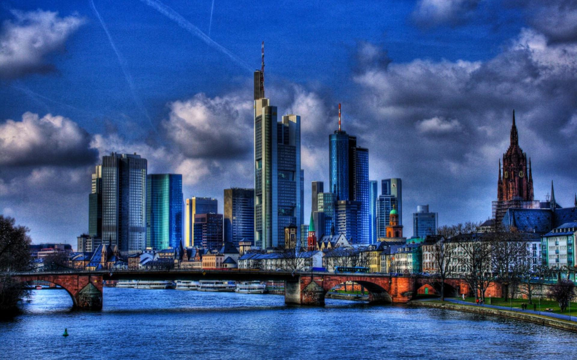 Wasser Skyline HDr Frankfurt Hintergrundbilder
