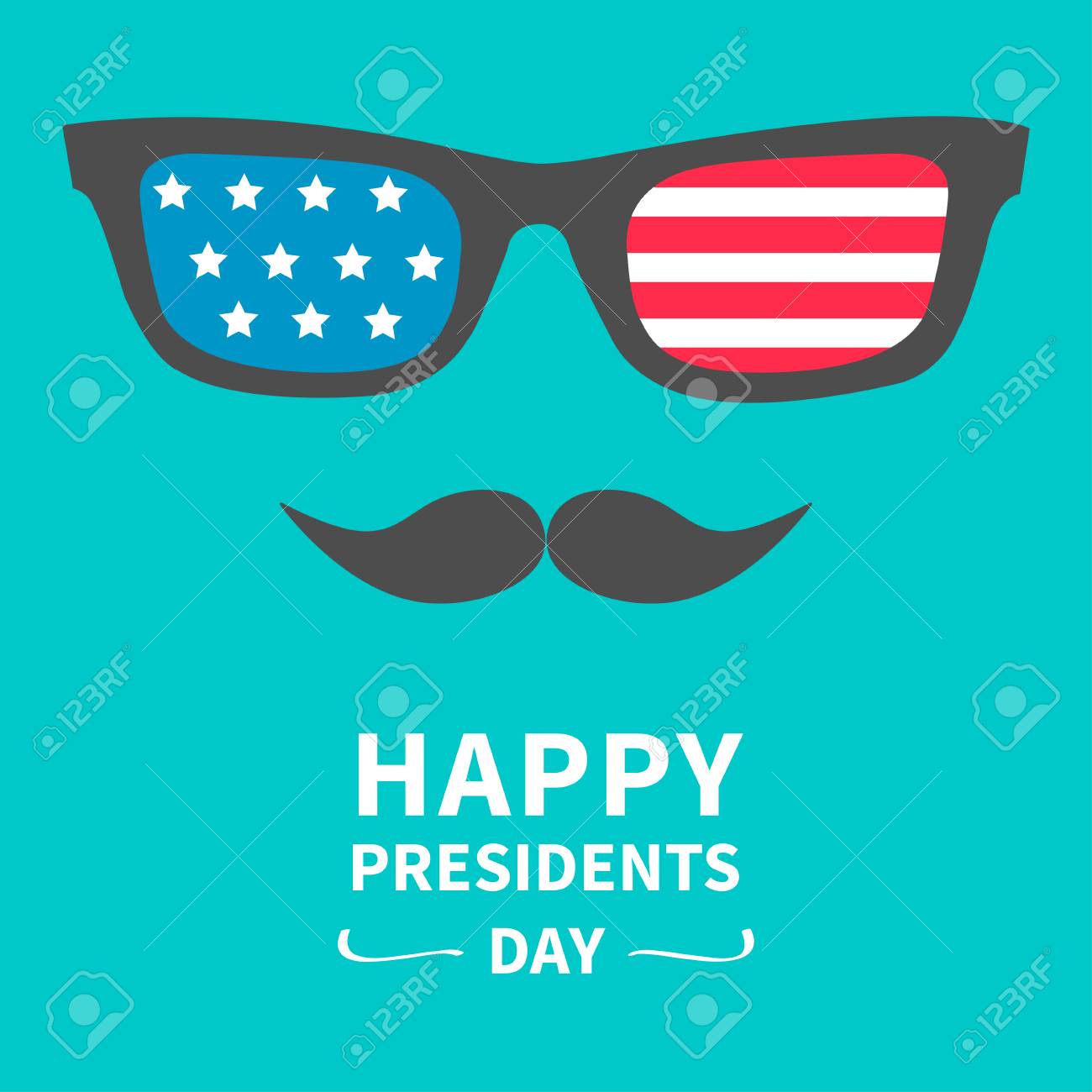 Glasses And Mustaches Presidents Day Background Flat Design