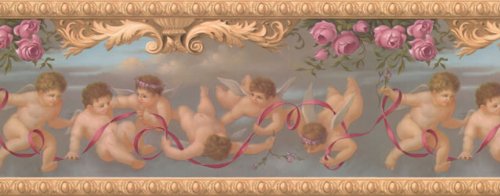 Victorian Cherubs Angels Roses Wallpaper Border CLEARANCE QUANTITIES