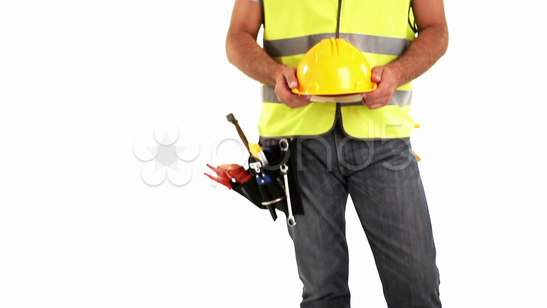 Portrait Of A Construction Worker On White Full HD Photo Jpeg