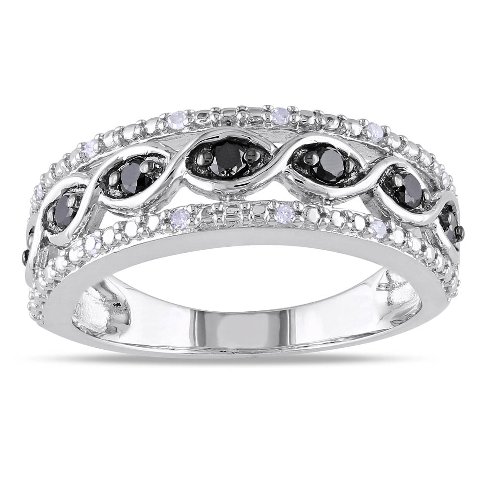 black and white diamond rings miadora sterling silver black and white