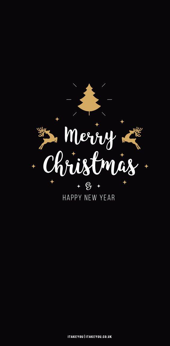 Festive Aesthetic Wallpapers For Phone Black and Gold Christmas