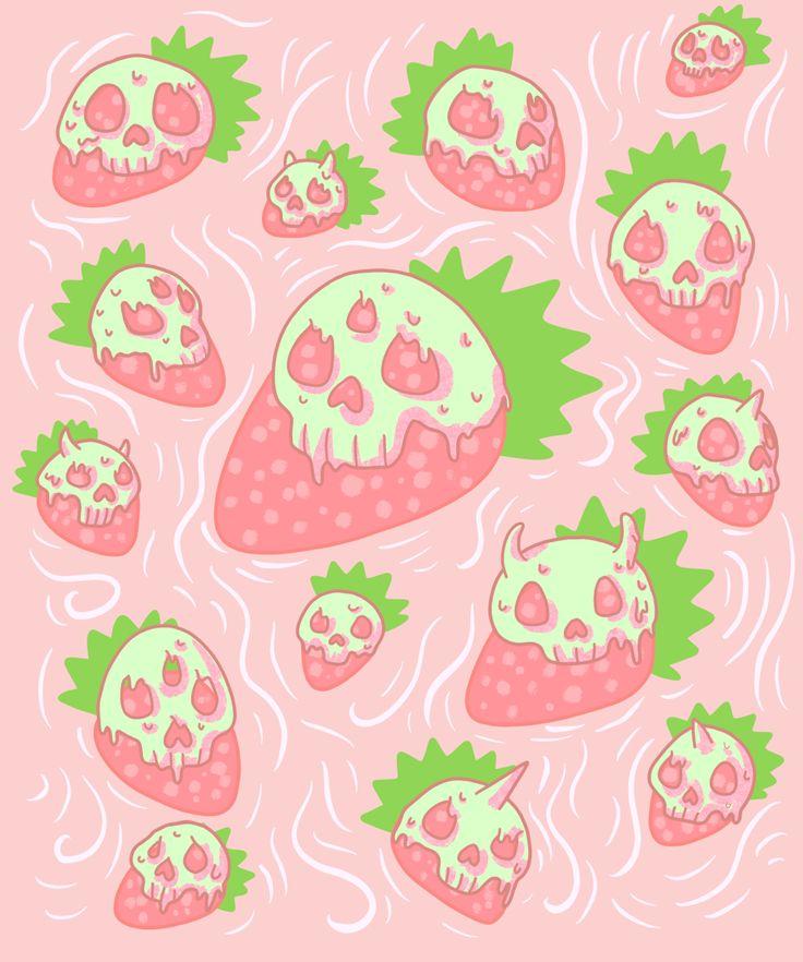 Kawaii Aesthetic Strawberry Pastel Goth Pink Skull