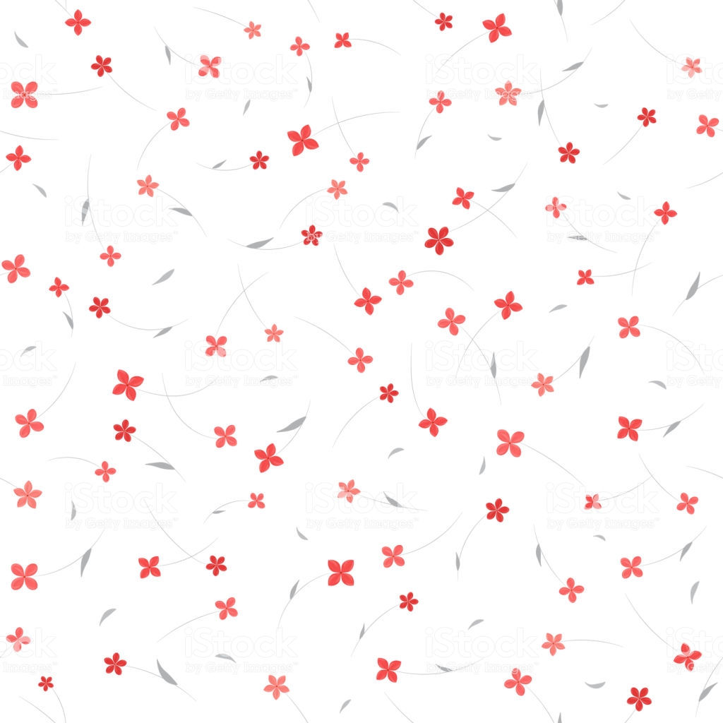 Seamless Floral Pattern With Small Pink And Red Flowers On White