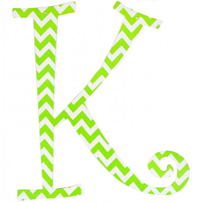 Lime Green Chevron Metal Letter K Craftoutlet