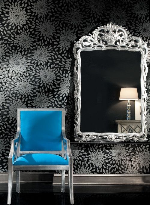 Wallpaper In Black Charcoal And Metallic By York Wallcoverings
