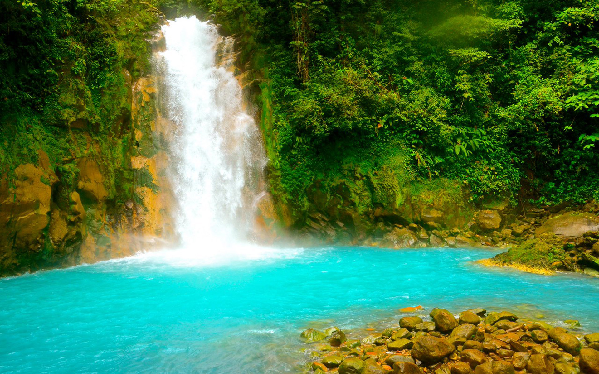 Waterfall Rio Celeste Costa Rica Central America Photo