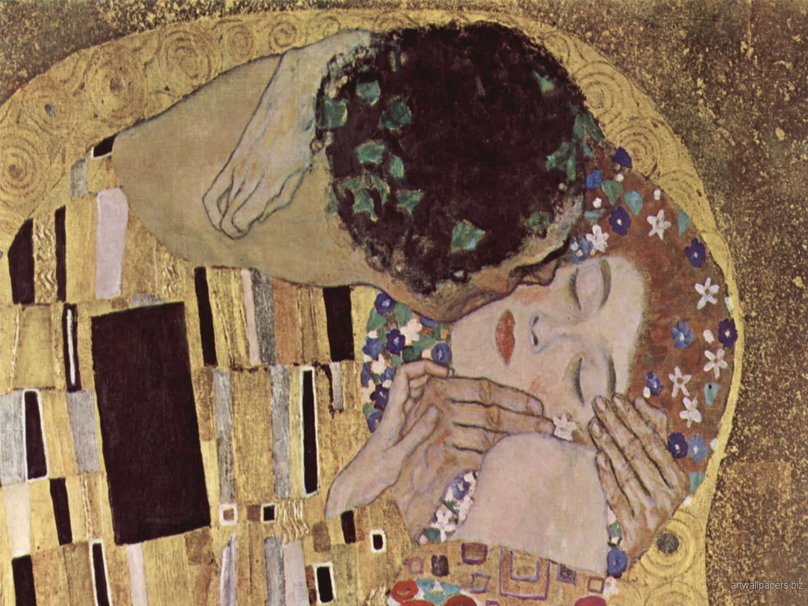 The Kiss Gustav Klimt Wallpaper Art Painting