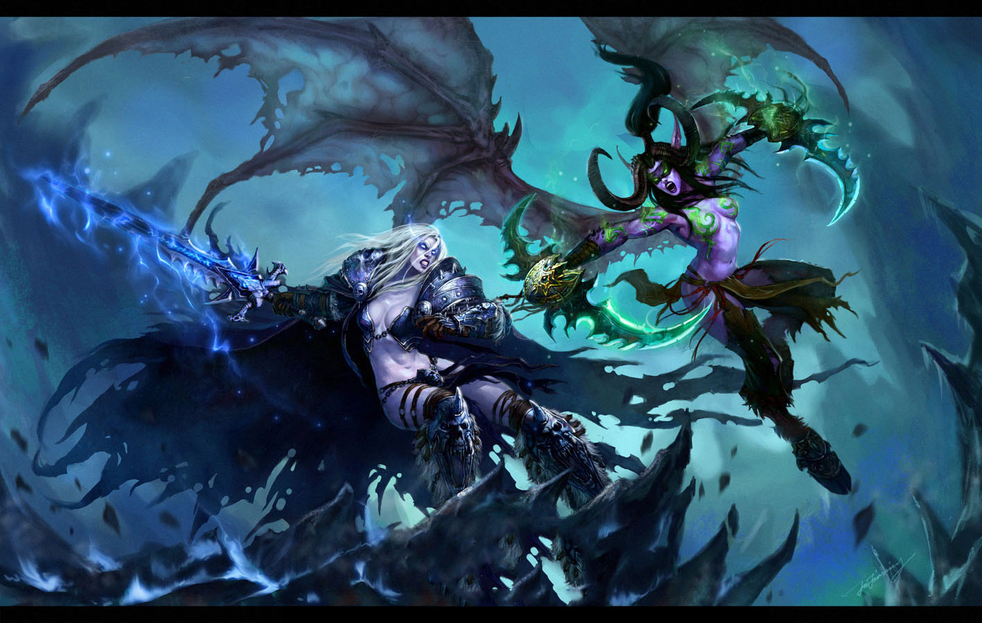 Illidan Arthas Blizzard Entertainment Warcraft HD Wallpaper Games