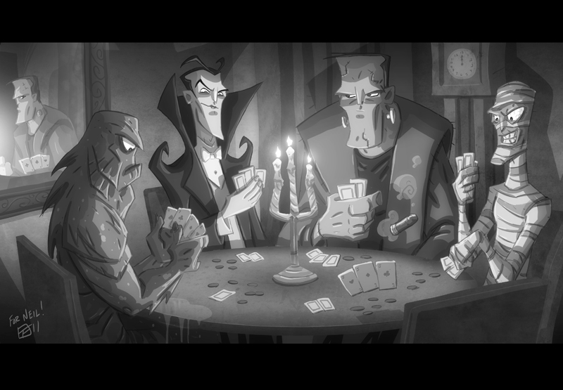 classic monsters playing poker The piece is simply called Monsters