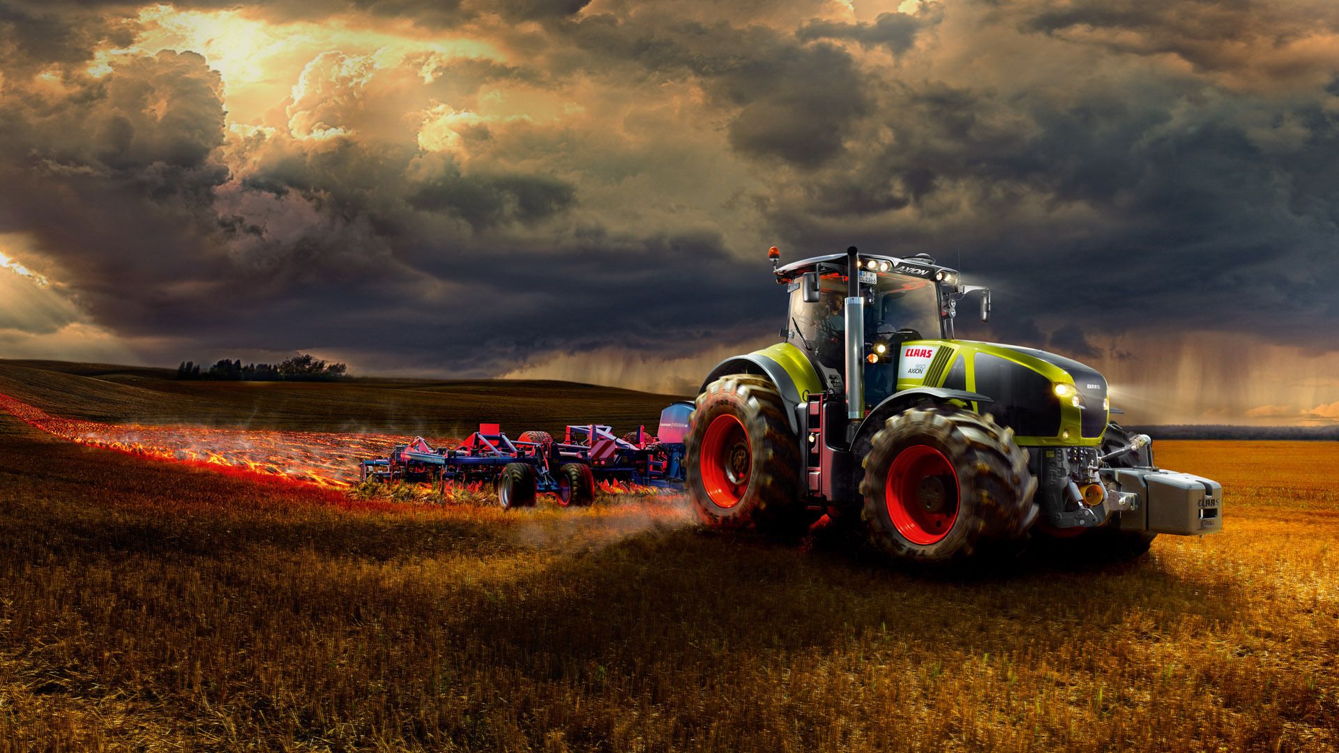 Claas Axion Tractor Farm Landscape Wallpaper Tractors