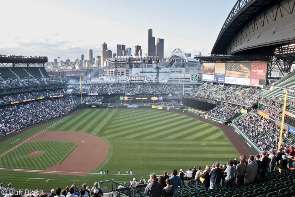 Anthem At The Mariners Safeco Field Backed By Seattle Skyline