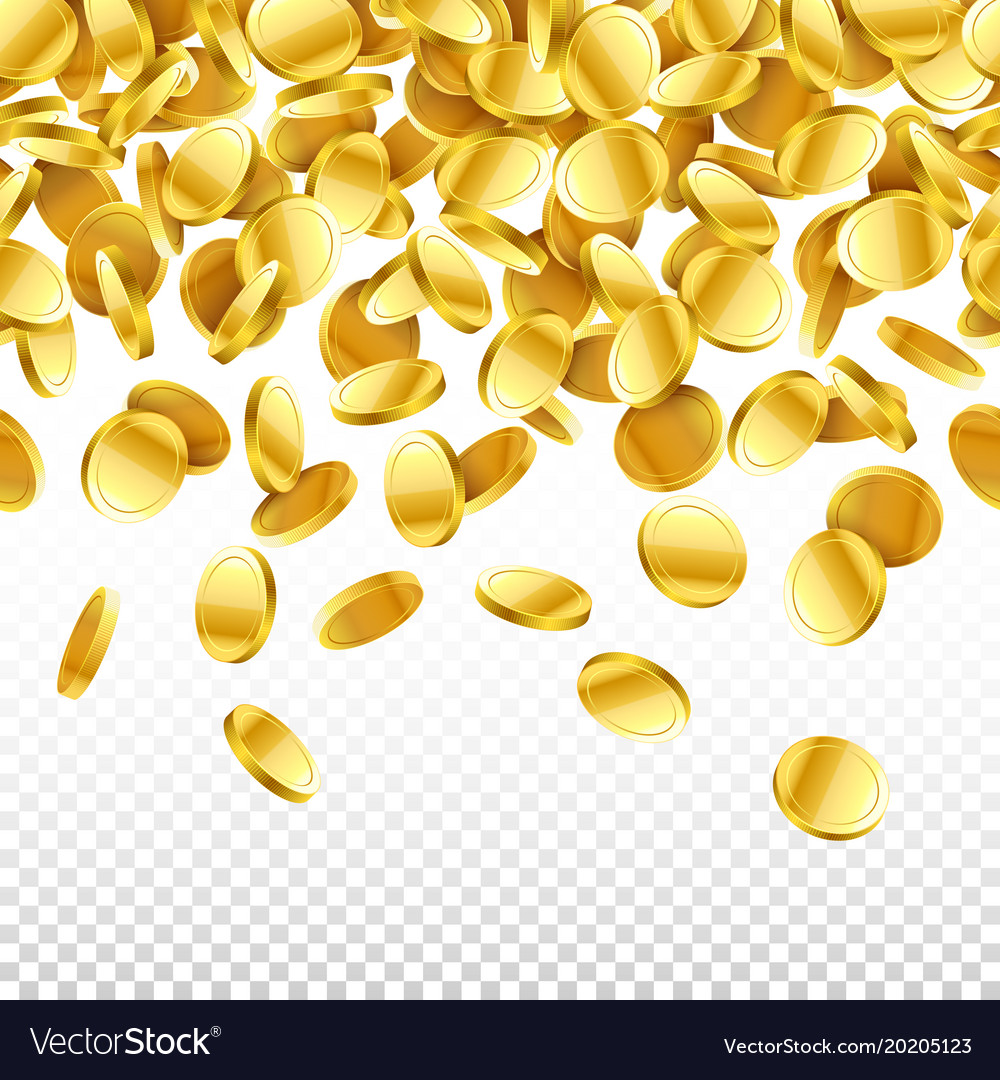 Gold Falling 3d Coins On Transparent Background Vector Image
