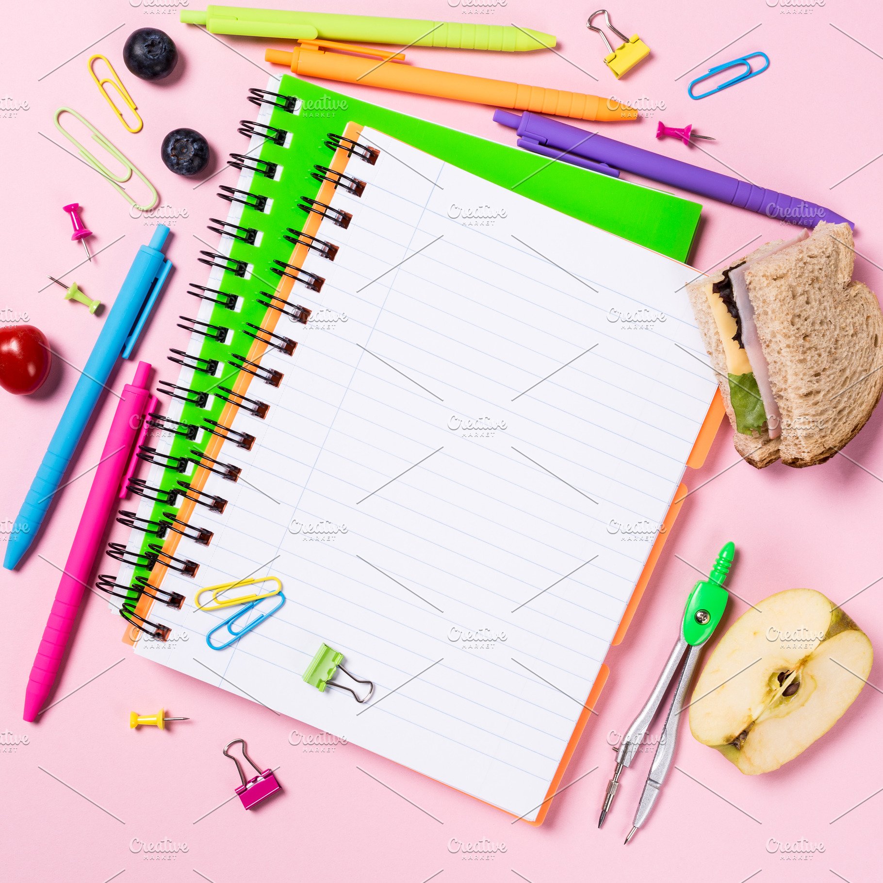School Background With Notebooks And Colorful Supplies Education